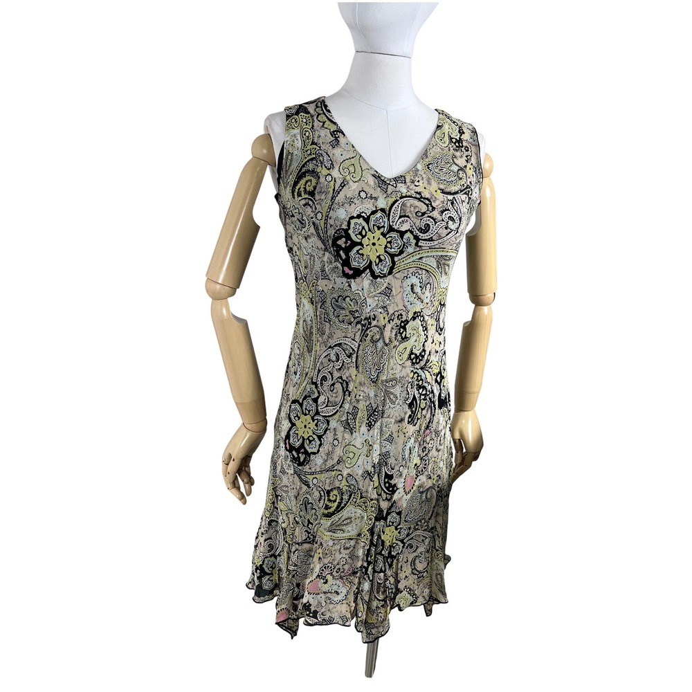 90s  Y2k Paisley Print Handkerchief Hem‎ Dress Size S